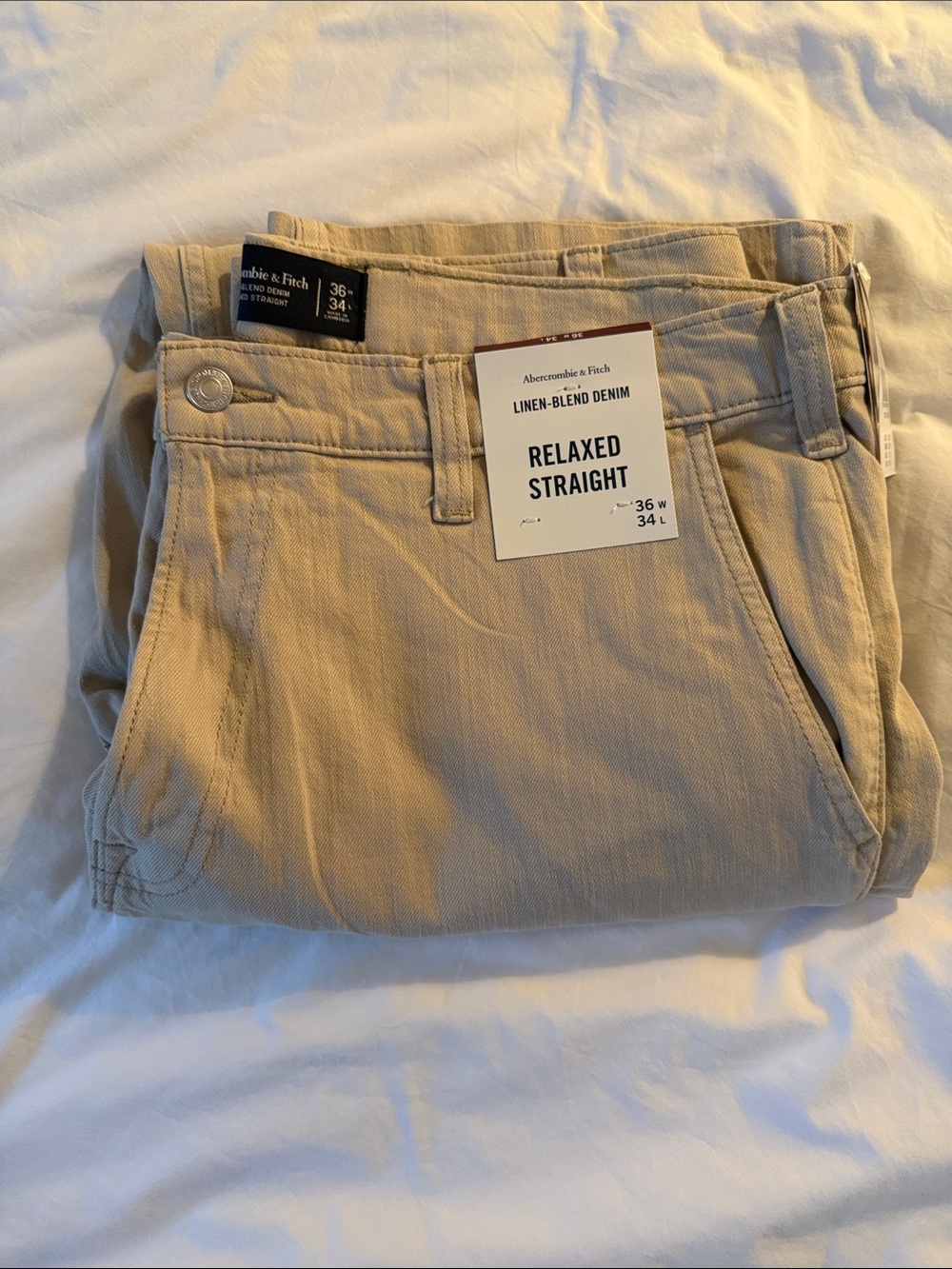 Abercrombie & Fitch Relaxed Straight Linen-Blend Pants - Khaki